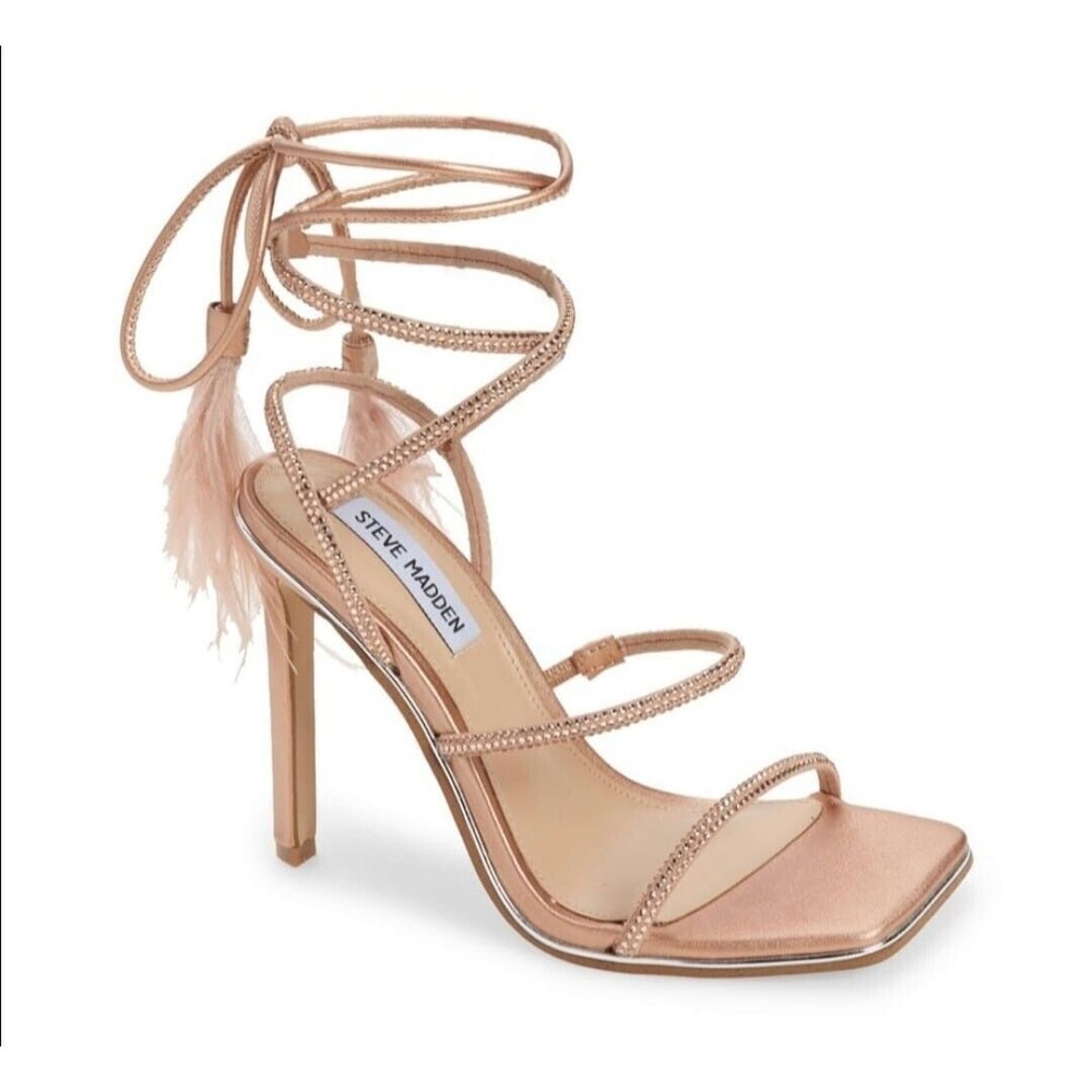 Steve Madden NWOB Sexy High Heel Rose Gold Lace Up Silver Courts Sandals Sz.10 M